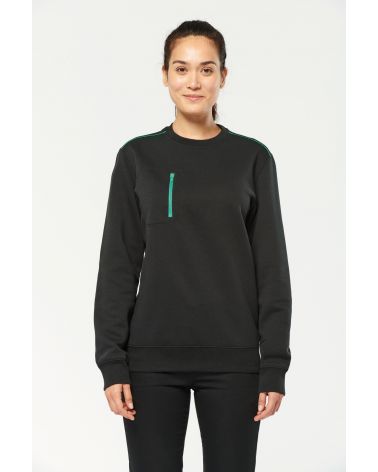  Sweat-shirt zip poche contrastée unisexe