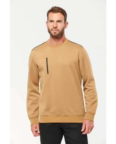  Sweat-shirt zip poche contrastée unisexe