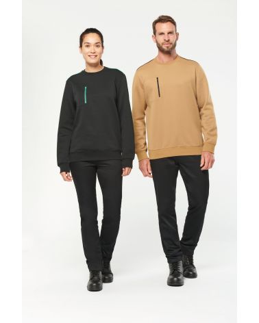  Sweat-shirt zip poche contrastée unisexe